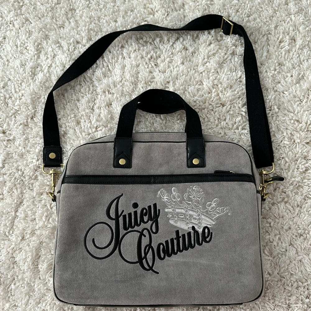 Vintage Juicy Couture Grey Velour Laptop Bag
